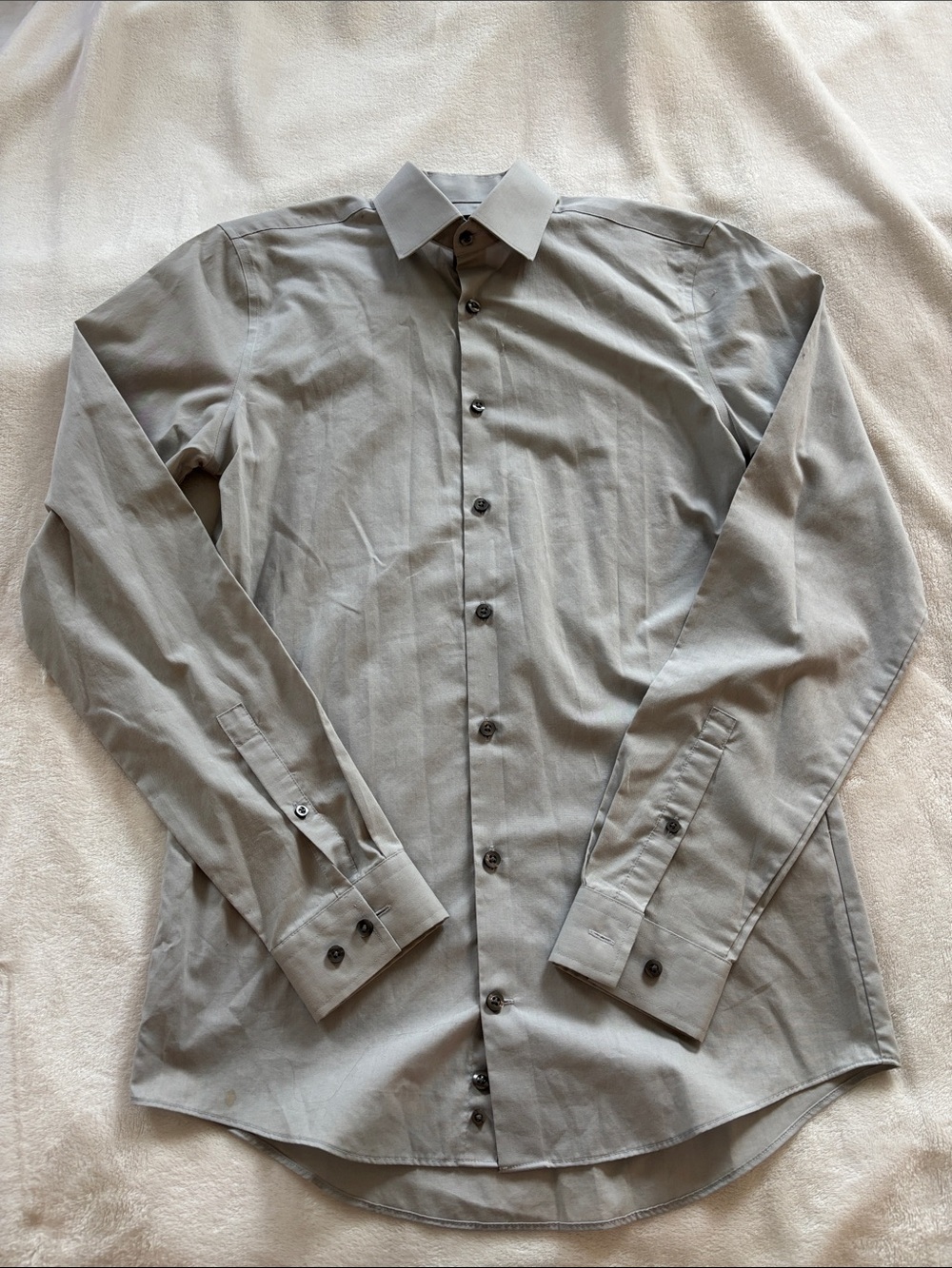 jf j.ferrar Men's Long-Sleeve Dress Shirt — Light Gray
